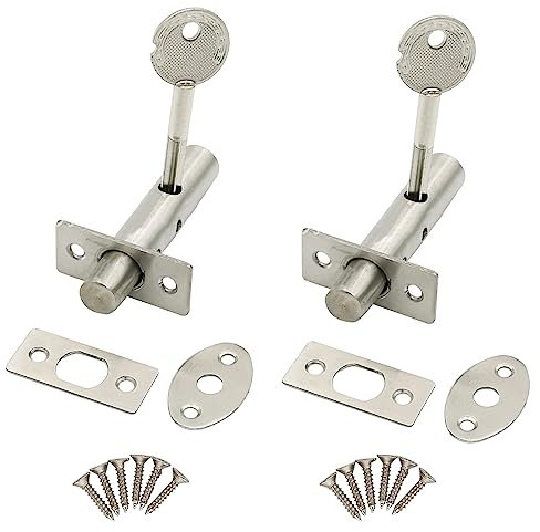 Door Security Rack Bolt, 2pcs Security Door Bolts Mortice Door Lock Bolt Thumb Turn Anti-Theft Door Lock Bolt Stainless Steel