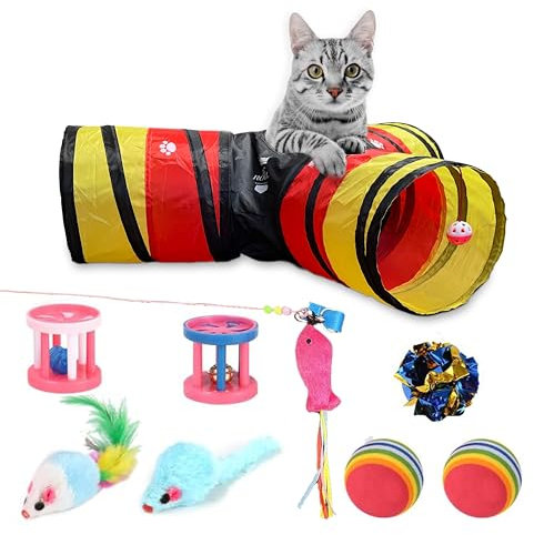 MC-Royal® Katzentunnel, Katzenspielzeug, 3 Wege Spieltunnel Set für Katzen, Kaninchen Spielzeug, Hasen zubehör, cat Toys