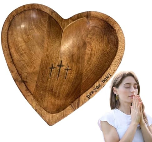 Teksome Ciotola da preghiera forma di cuore, decorazione rustica forma di cuore, ciotola per impasto con biglietti di preghiera per comodini, caminetti, cassettiere da camera da letto, comodini