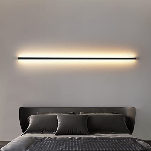 Aoun - Lampada da parete a LED, moderna in metallo, per esterni e interni eleganti, lampada LED lineare, lampada da cucina, lampada da armadio, lampada moderna per soggiorno, scala e corridoio (nero