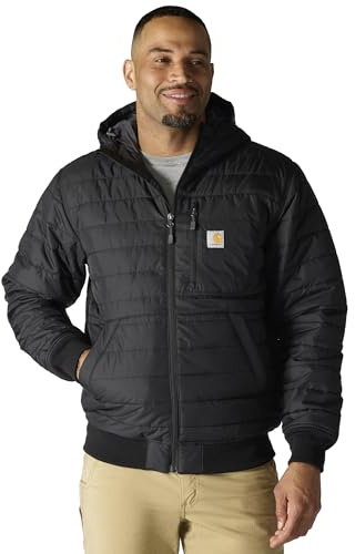 Carhartt Rain Defender - Giacca da uomo con cappuccio e isolamento leggero, vestibilità comoda, nero, Medium