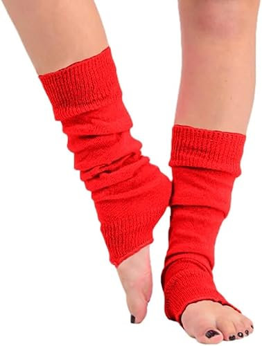 COSHAL® Leg Warmers for Women's 80'S TEEN FANCY DRESS DANCE WARE Women Fancy Stylish Leg Warmers - Ladies Girls Leg warmers accessory for carnival fancy dress party Red