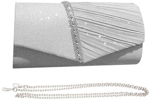 KBRPEY Bolso de Clutch para Mujer Satín con Cristal Bolsa de Hombro Monedero Nupcial Bolso de Mano con Cadena Desmontable Clutch Prom Fiesta Boda Exterior Cumpleaños Novia Banquete