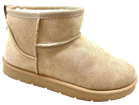 sole london LADIES WOMENS FLAT ANKLE WARM FAUX FUR LINED WINTER SNUGGSLIP ON SHOES BOOTS