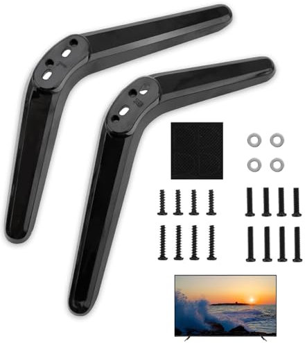 MEETTIKEY Pieds de Piédestal de Base TV, Support de Table TV Universel, Montage sans Perçage，avec Patins antidérapants, avec Accessoires à vis, Adapté la Plupart des Supports TV (CHO-2)