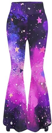 Bloomprint Galaxy Women's Flare Leggings Tummy Control High Waisted Casual Funny Yoga Pants