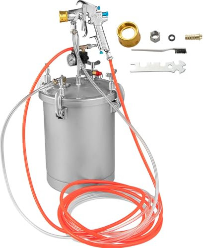 HOMFME 15L Paint Tank, Pressure Paint Pot Tank with Spray Gun, 2 Air Caps, 2 Pipes, Precise Barometer, Adjustable Knobs, Industrial Paint Sprayer Gun for Home Decor Commercial Painting