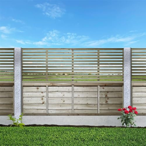 Premier Vogue Pack of 5 6x2ft (W: 6ft x H: 2ft) Contemporary Horizontal Slatted Capped Trellis Venetian Style Garden Panel Fence Topper/Wall Art/Pergola/Divider Width 1828mm x Height: 631mm