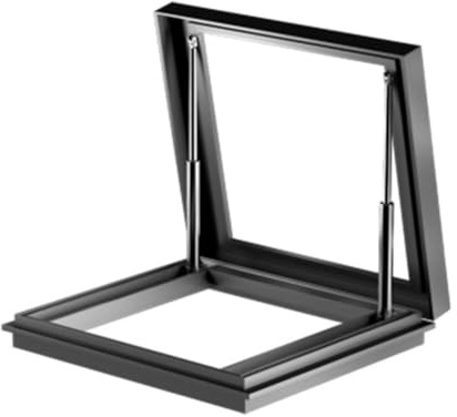 Ventana de techo de seguridad de aluminio con ventilación manual, cubierta de tragaluz para instalación de cubierta de techo plano inclinado, iluminación subterránea, ventana de pozo (75 x 55 cm)