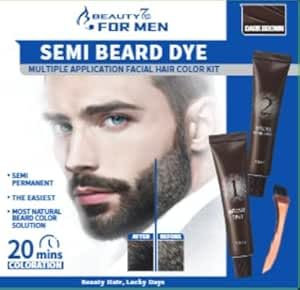 Tintura per Baffi e Barba, Kit per Colorazione della Barba da Uomo con Pennello Applicatore Tintura per Barba Grigia, Marrone Scuro