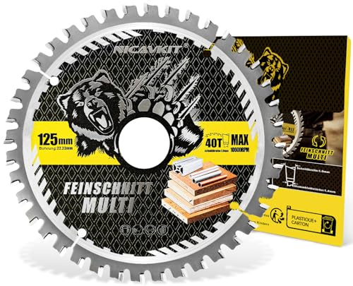 NICAVKIT Hoja de sierra circular de 125 x 22.23 mm de diámetro para madera, metal y aluminio, etc. Disco de Corte multimaterial 125 x 22.23 mm, compatible con Bosch, Makita y Dewalt, etc.