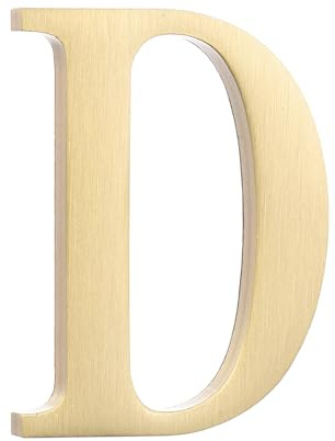 QUARKZMAN 1.8 Inch Plaque De Maison, Lettre En Laiton Autocollante Pour Boîte Aux Lettres, Finition Brossée Panneau D'adresse Extérieur Pour Bureau Hôtel, Jardin (Lettre D, Ton Or)