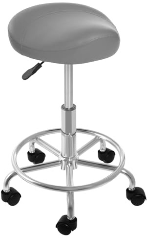 Shinpeed Sadelpall, ergonomisk sadelpall med hjul, justerbar höjd sadelpall, 360° vridbar sadelstol (grå)