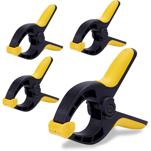 AHANDMAKER Confezione da 4 robusti morsetti a molla in plastica, versione grande (15 cm), antiruggine, per la lavorazione del legno, progetti fai da te, coperture per piscine, colore nero
