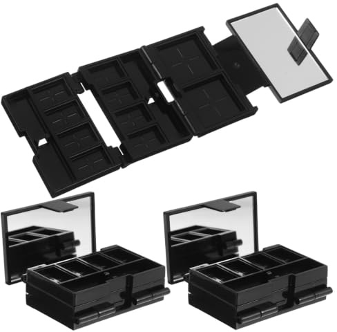 NUSITOU 3 St Lerväskor med Spegel Mini Fällbar Färgorganizer Underhållsbox för Kind Grund Läpp Portabel Make-up Färgplatta