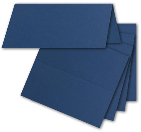 Färgglad Froh by GUSTAV NEUSER 100 x bordskort i nattblå (blå) – 4,5 x 10 cm – tomma – dubbla kort – som platskort och namnkort för bröllop och fester