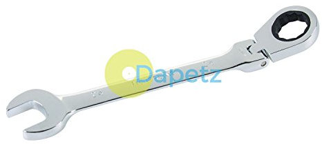Dapetz ® Flexible Head Ratchet Metric Spanner Open End Ring 24mm, Mirror Polished, Raised Panel Spanner, Chrome Vanadium Steel Combination Spanner Suitable for
