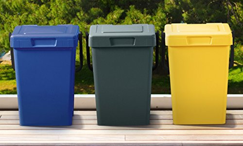 MATTIUSSI MINIMAX 25 litri cadauno - contenitori per la raccolta differenziata con manico blocca-coperchio (3 PEZZI di cui 1 GIALLO, 1 VERDE, 1 BLU)