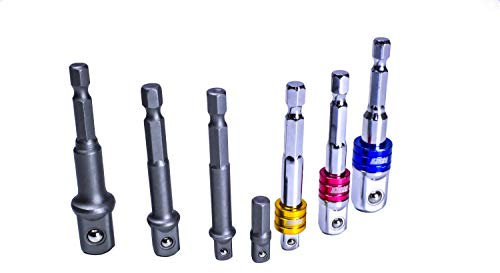 Red Tools Stecknuss-Adapter Set für Akkuschrauber & Akku-Bohrer - Sechskant - 1/2, 3/8, 1/4 Zoll Antrieb - Steckschlüssel-Aufsätze - 7-teilig RT20315