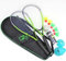 QMBasic Speed Badminton Set + 5 Speed Balls | Beach Turbo Federball Schläger Highspeed Erwachsene | mit Spielfeld Begrenzung Hütchen