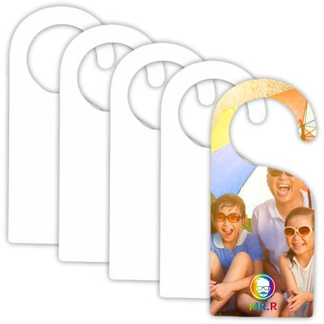 MR.R 5 piezas en blanco de sublimación de madera dura MDF para colgar en puerta, placa de madera para colgar proyectos de manualidades, mensajes, notas, tablero de notas, letrero de perilla de puerta,