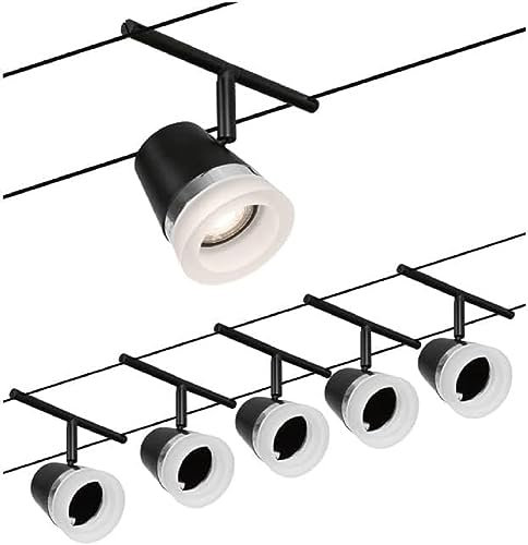 Paulmann 94463 CorDuo Seilsytem Set Cone DC max. 5x10 Watt erweiterbar Schwarz matt Drahtseil Kunststoff GU5,3 Drahtseilsystem ohne Leuchtmittel