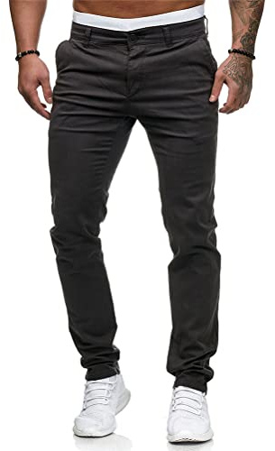 Osheoiso Pantalón Chino Hombre Casuales Slim Fit Pantalone Moda Elasticos Pantalón Largo Trabajo Hombre de Pantalones Occidentales Vaqueros Ajustados Oversized A Gris XXL