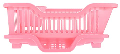Kichvoe Pink Dish Rack Drain Basket Large Capacity Kitchen Storage Holder for Dishes Bowls Cutlery Easy to Use and Drain
