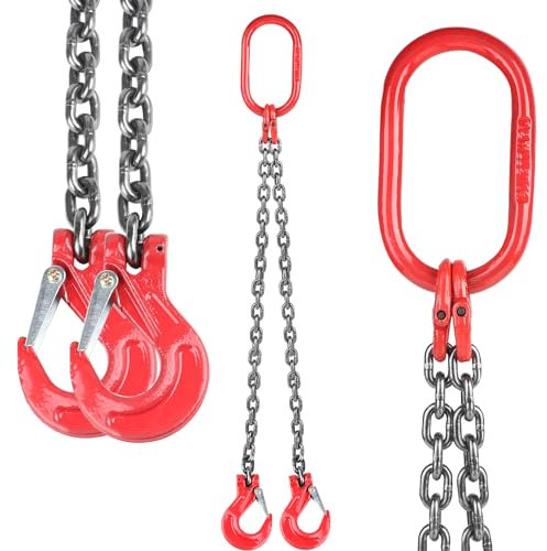 DBREAKS Élingue de Levage 2 Pieds pour Chariot Élévateur - Chaîne en Acier Allié de 1m, 8mm avec Capacité de Charge 2T