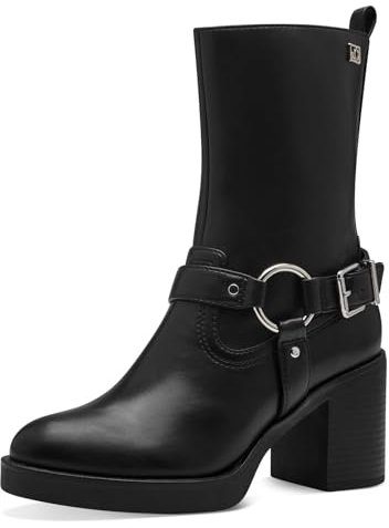 s.Oliver Damen Stiefeletten mit Absatz mit Schnalle Elegant, Schwarz (Black), 39 EU