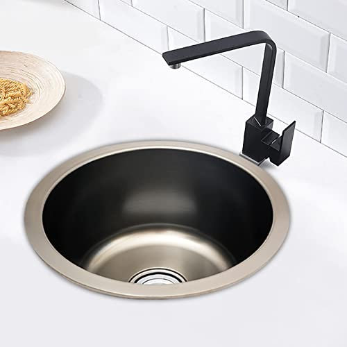 Rundes Waschbecken Edelstahl Spülbecken Einbauwaschbecken Rundes Einzelwaschbecken 36x36x15cm Kleines Becken Rundes Becken für Badezimmer Gemüse und Geschirrspüler Waschbecken Waschen（Grau）