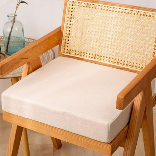 Hixingo Cojines Exterior Jardin Cojines Sillas Antideslizante Jardin Cómodos y Color Sólido Cojines para Sillas, Cojin Silla Oficina Cubierta Extraíble (45x45x8cm,Blanco)