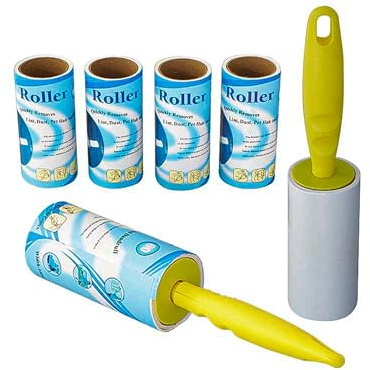 KAV Disposable Sticky Lint Roller With 5 Rolls, 60 Sheets Each 300 Sheets total- Assorted Color Handle - Cat Dog Animal Fur, Pet Hair, Dust Remover From Clothes, Furniture, Bed