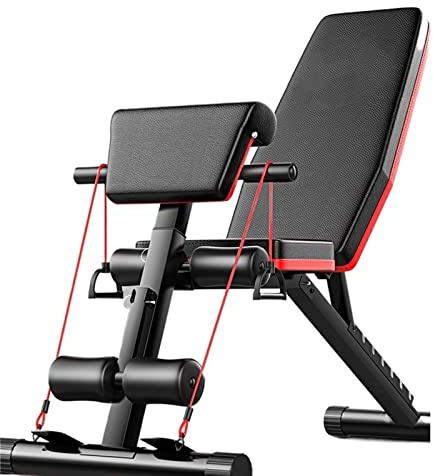 CHDWEY Träningsutrustning Hantelbänk Sit-ups Träningsutrustning Hushålls multifunktionshjälpmedelsbräda Fitnessstol Sit Up Bänk(Red)