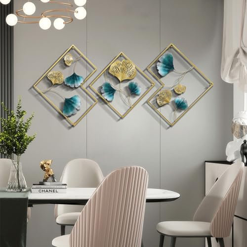 YENTAKE Wanddeko, Wandbild aus Metall, Home Wall Art Dekoration 3D, Moderne Bilder für Zuhause Büro Schlafzimmer, Wohnzimmer und Küche,164x70.5cm,3er Set (Stil B)