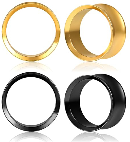DOEARKO Flesh Tunnel Dilatatore Orecchio 2 Paias Dilatatore Piercing In Acciaio Inox Double Flared Ear Gauges Tunnel Expanders Stretchers Piercing per Uomini e Donne 8-16mm (Negro+Plata, 12mm)
