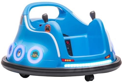 AIYAPLAY Voiture électrique pour Enfant de 3 à 5 Ans, 12 V, avec télécommande 2,4 G, Musique et lumières, 1,5 à 3 km/h, Rotation à 360 °, Bleue