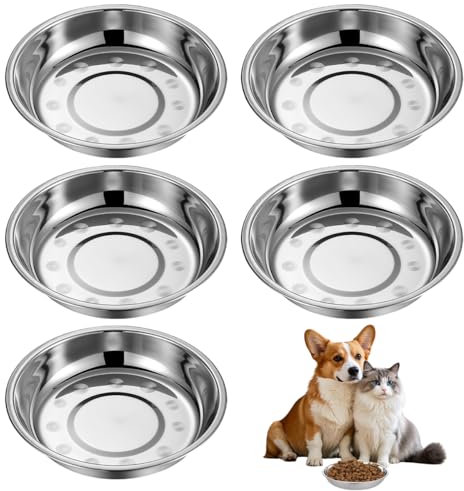 5 Bols chat en Acier Inoxydable pour Chats, Chatons et Chiots, Gamelles Peu Profondes Marque