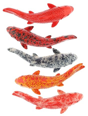 Veemoon 5Pcs Fake Koi Fish Figurines, Fish Tank and Pond Small Fish Statue Decor Resin Goldfish Sculpture DIY Aquarium Decoration for Indoor Outdoor Landscape, Photo Prop (2.16In, Cannot Float)