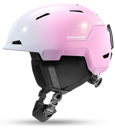 Odoland Ski Snowboard Helmet for Adults & Youth, Snow Helmet for Men & Women, Slide Adjust Ventilation, Safety Certified, Goggles Compatible Protection for Skiing, Gradient Pink, S