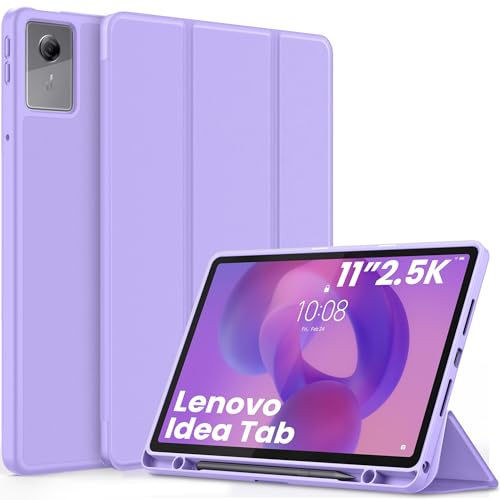 EasyAcc Custodia per Lenovo Idea Tab 11 Pollici Tablet 2025 con portapenne TB-336ZU TB-336FU, ultra sottile con funzione leggio, custodia protettiva sottile in pelle PU (viola)