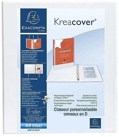 Classeur 4 anneaux en d 30mm remborde 3 pochettes exterieures krea cover - a4 maxi