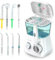 Irrigador dental de sobremesa Aquapik® – Limpieza bucal profunda con 10 niveles de presión, 9 boquillas, depósito de 600 ml, ideal para encías sensibles, ortodoncia, puentes e implantes. (a. Blanco)