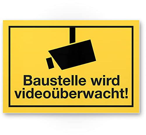 Komma Security Baustelle wird videoüberwacht Baustellen Schild Hinweisschild Baustellenzaun Verbotsschild Warnhinweis videoüberwacht Infozeichen Prävention - Betreten der Baustelle verboten