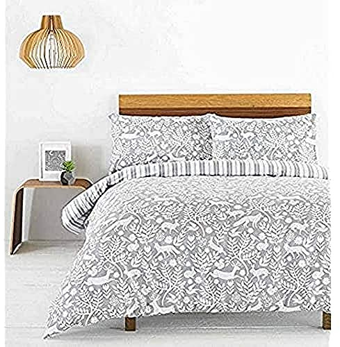 Creative Cloth SKANDI Woodland SB D/Set Grey, Baumwolle, Hellgrau, Single