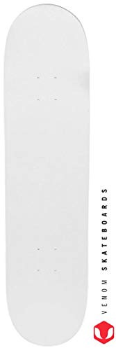 Venom Skateboards Plain Skateboard Deck Maple Wood Stain Blank Skate Board Decks 7ply Natural/Blue/Black/Gold 7.75/8/8.25 Skateboards for Kids/Teenage/Boys/Girls Adults Beginners -Matt White-8.0