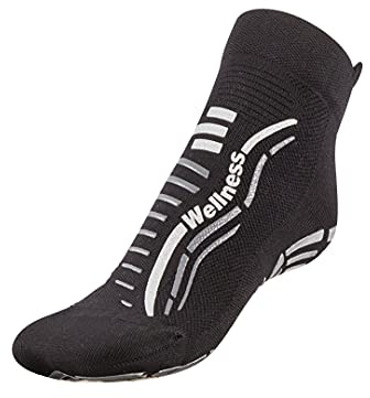 R-Evenge Calcetín de bienestar técnico para todas las actividades en el gimnasio, Pilates, Yoga, GINNÁSTICA POSTURAL, TRX, CROSSFIT, CALISTHENICS, ANTIDESLIZANTE (NEGRO/SILVER, S 34-37), NEGRO/SILVER,