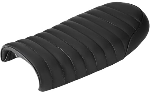 Wakects Asiento para Moto, Cuero PU Vintage Racer, Cojín Sillín Plano Universal, Modificación Motociclismo, Modelo D