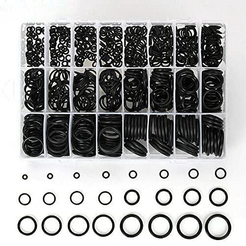 1200 Stück NBR-Dichtung O-Ring-Kit, Dicke 1,5 mm, 2,4 mm, 3,1 mm, Nitrilkautschuk O-Ring-Dichtungsring--Set Auto- O-Ring für Sanitär- und Auto, Garagen, Werkstätten (schwarz)