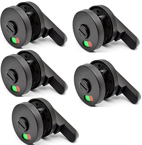 5PCS Indicator Door Lock, URPIZY Universal Black Privacy WC Plastic Latch Vacant Engaged Door Lock Toilet Shower Cubicles & Bathroom Indicator Bolt